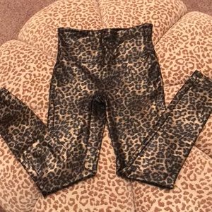 Spanx size medium faux leather leopard leggings